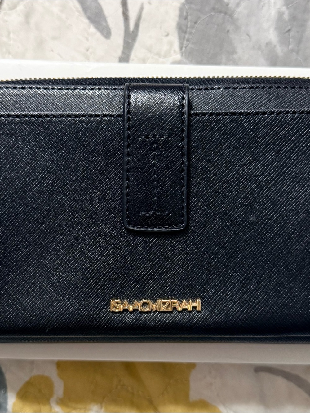 Isaac Mizrahi Black Wallet with Gold Logo